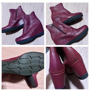 Thierry Rabotin Burgundy Wedge Ankle Boots